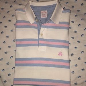 Brooks Brothers blue/white/pink stripe polo size S